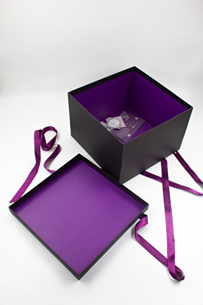 carton box Siyah Mor Lüks Büyük Hediye Kutusu 27x27x19 Cm | Sert, Boş Karton ...