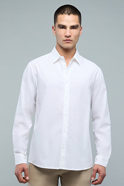 R&B Solid Shirt with Classic Collar and Long Sleeves