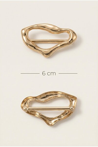 Spazio Altın Dalgalı Form Eşarp Tokası ALTIN