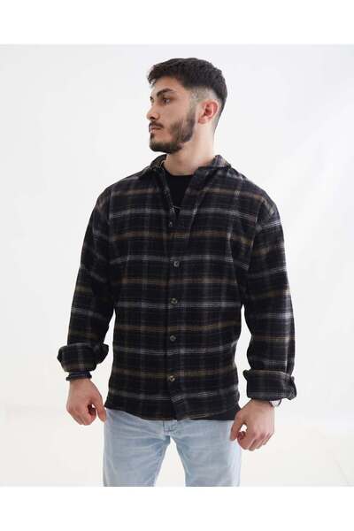 noliva bebek ve çocuk Men's Oversized Plaid Lumberjack Shirt
