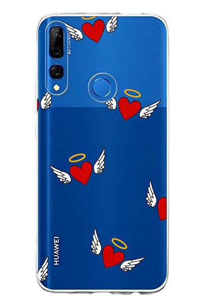 FLAMENKO حافظة هاتف شفافة متوافقة مع هاتف هواوي Y9 برايم 2019 ميليك هارت منقوش