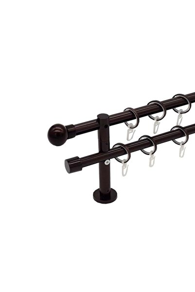 KLEIDECO galerie metal 16 mm GRECIA dubla, ciocolata, 240 cm, capete OLIMP