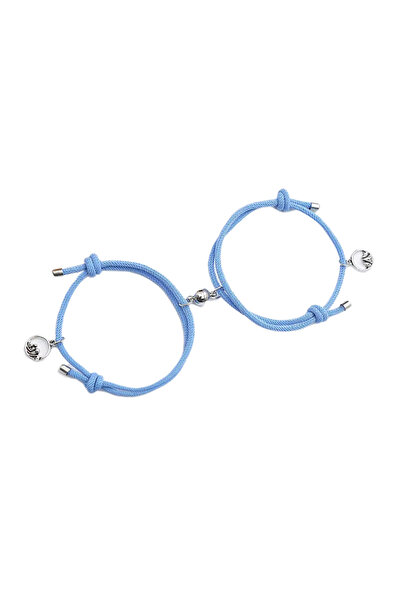 EFAYN.RO Set bratari cuplu cu magnet, tip sfoara, albastru deschis, EFAYN