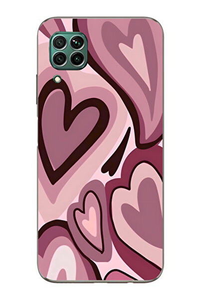 FLAMENKO حافظة هاتف شفافة متوافقة مع هاتف هواوي P40 لايت باللون الأحمر الداكن...