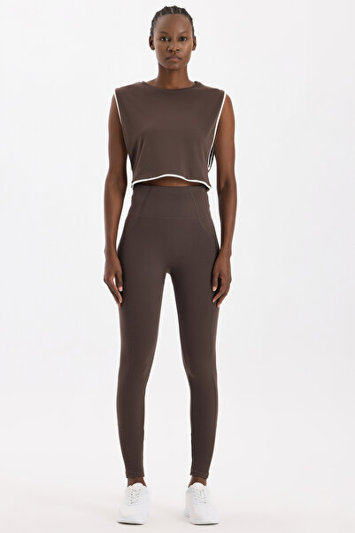 COMEUP High Waist Seam Detail Push up Leggings Cocoa Dance