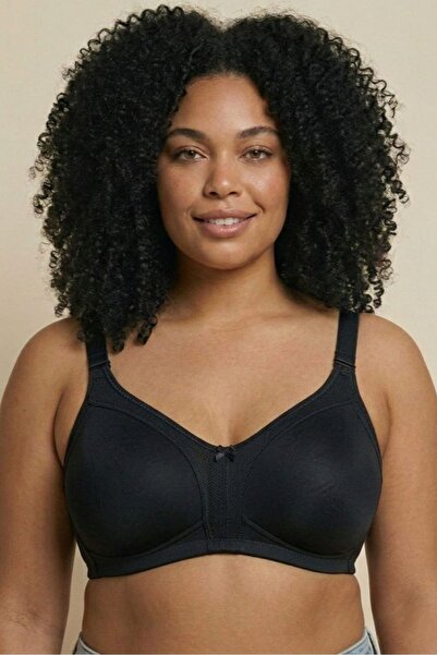 Brashop Μαύρο βαμβακερό σουτιέν μεγάλου μεγέθους που συγκρατεί και μειώνει το...