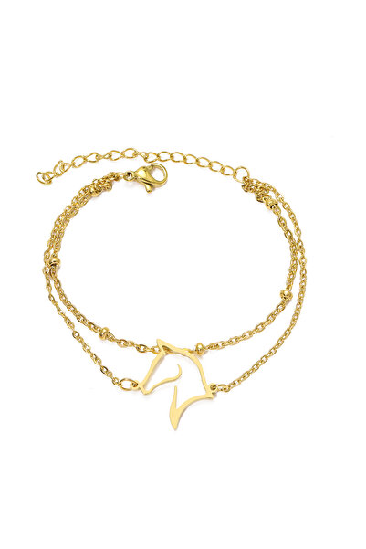 EFAYN.RO Bratara dama, model dublat cu accesorii bilute, pandantiv calut maje...