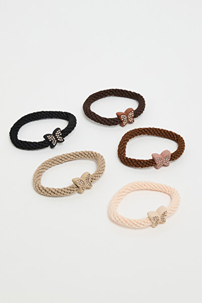 R&B Women's Brown 5 Pack Ponytail Hairbands
