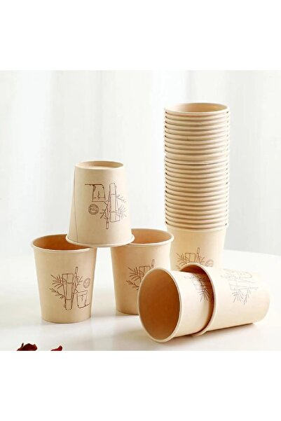 BAMBOOS 100PCS Bamboo Fiber Paper Cup Disposable Cup Household Drinking Cup