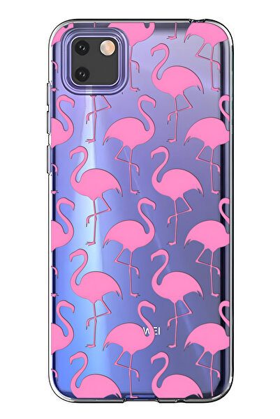 FLAMENKO حافظة هاتف شفافة متوافقة مع هاتف هواوي Y5P فلامينجو منقوش