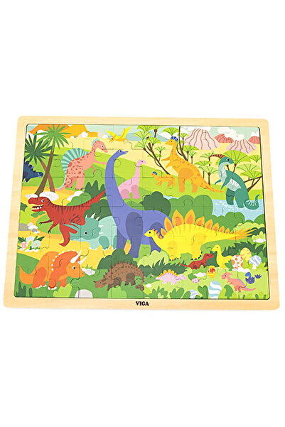 Viga Puzzle din lemn cu 48 de piese, dinozauri
