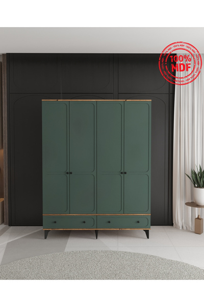 Teen & Bright IRMAK 4 KAPAKLI ÇEKMECELİ GARDIROP - TAMAMI MDF
