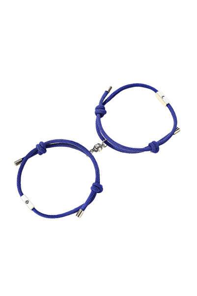 EFAYN.RO Set 2 bratari cuplu cu magnet rotund, tip sfoara, albastru inchis, E...