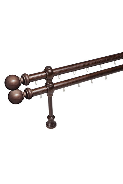 KLEIDECO galerie lemn 28 mm BERGAMO SUPER cu canal, dubla, wenge, 300 cm