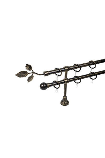 KLEIDECO galerie plastic 16/16 mm INNOVATIE dubla, negru-auriu, 300 cm, capet...