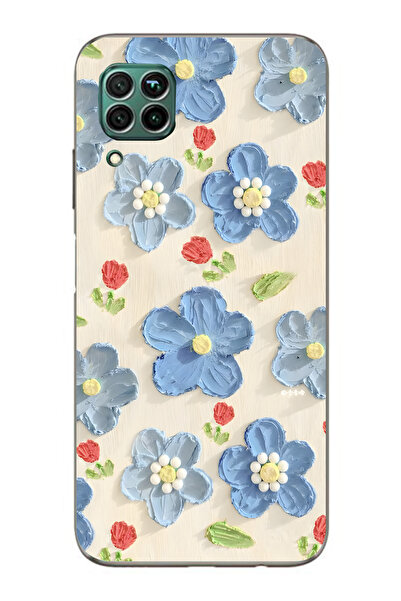 FLAMENKO حافظة هاتف شفافة متوافقة مع هاتف هواوي P40 لايت باللون الأزرق بنقشة ...