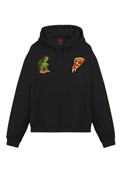 Rabona Fashion Φούτερ με κουκούλα με στάμπα Urban Ninja Turtle Pizza