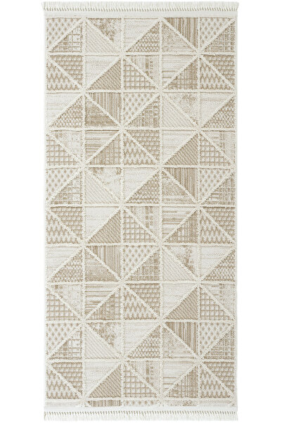 Cool Halı Sakura Krem Bej Rengi Bukle Yumuşak Kestirme Bohem Silinebilir Dört...