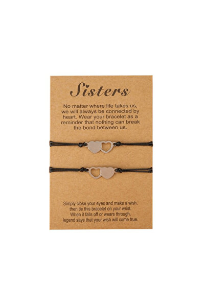 EFAYN.RO Family bracelet, sisters, heart pendant, adjustable, made of string,...