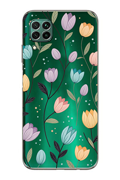 FLAMENKO حافظة هاتف شفافة متوافقة مع هاتف هواوي P40 Lite من نوع Lale بنقشة زهور