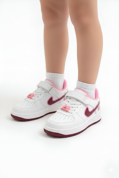 Moda Kadıköy White Claret Red Velcro Children's Sports Sneakers Cherry Model ...