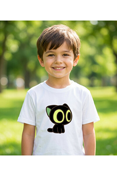 Velostra Children's Black Sweet Cat Printed Comfortable Daily Use Combed Cott...