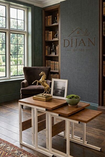 Dijan Home Eko C Sehpa Beyaz Metal Ayaklı