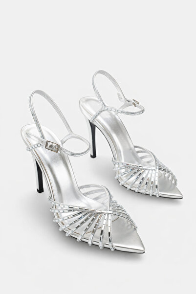 LOJO Women's Pointed Toe Stoned Open Back Ankle-Tie Daily Heeled Shoes Livis ...