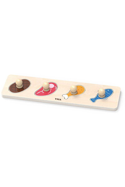 Viga Wooden puzzle with handles for little ones Food