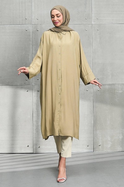 İmajButik Mink Tunic with Slit Buttons on the Sides