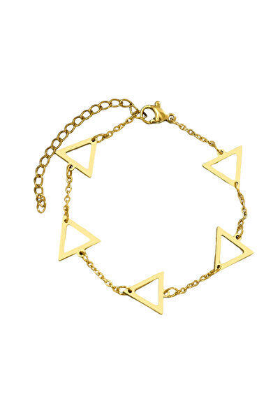 EFAYN.RO Women's bracelet, elegant geometric pattern, triangle pendants, adju...