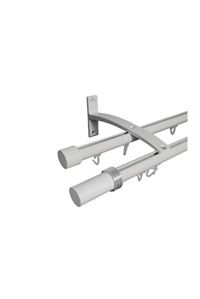 KLEIDECO galerie aluminiu 19 mm IBIZA cu canal dubla,alb, 240 cm, capete MARB...