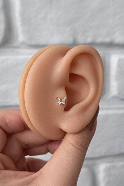 alysa jewelry Cerrahi Çelik Kelebek Piercing 6mm Arkası Düz, Tragus Uyumlu