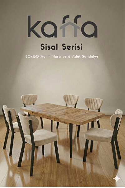 Kaffahome Sisal Atlantik 6 Kişilik Açılır Masa Sandalye Takımı Mutfak Masası ...