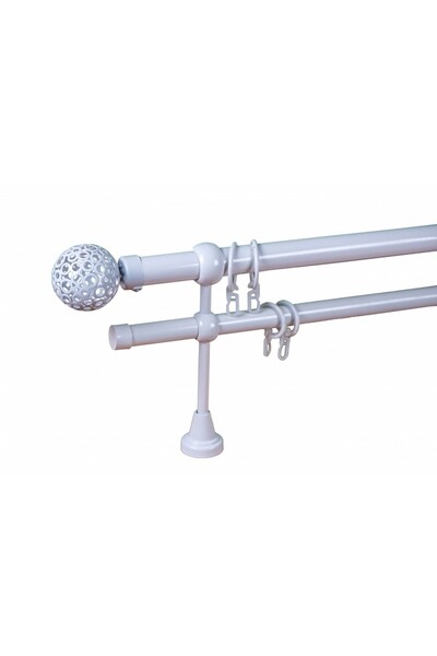 KLEIDECO galerie metal 25/19 mm BRAZILIA dubla, alb, 240 cm, capete FORTALEZA