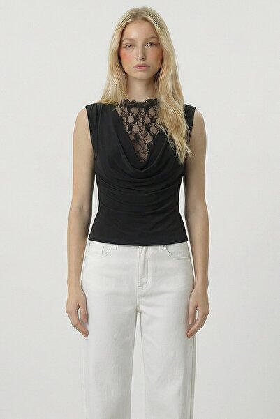 VAGGON Lace Li Degaje Collar Blouse