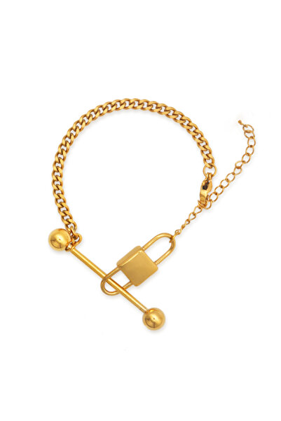 EFAYN.RO Bracelet with padlock pendant, gold, women's, EFAYN