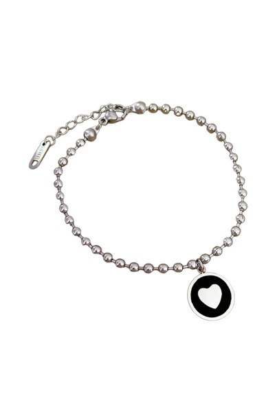 EFAYN.RO Women's bracelet, with round pendant, heart pattern, adjustable, sil...