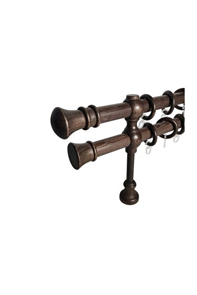 KLEIDECO galerie lemn 28 mm MONZA, dubla, wenge, 300 cm cu talpa pentru stabi...