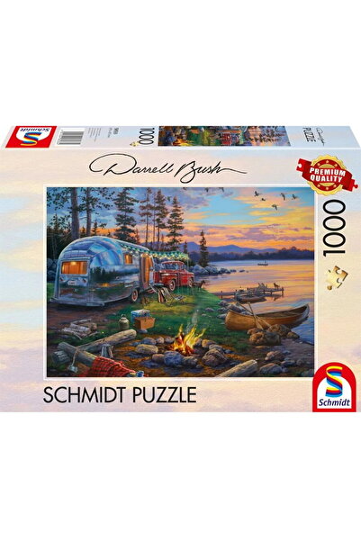 Schmidt Spiele Darrell Bush: Idilă de camping lângă lac, puzzle (1000 de piese)