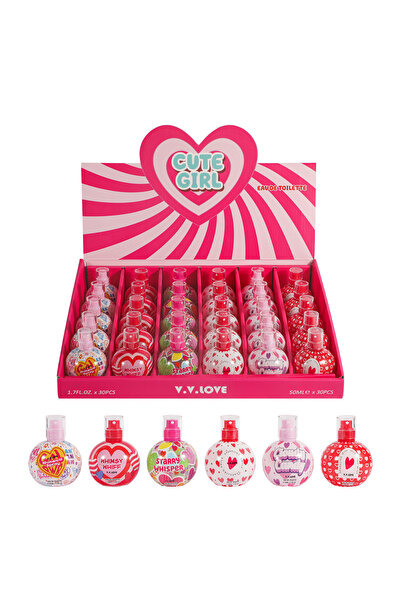 V.V LOVE بوكس عطور كيوت جيرل للتوزيعات: طقم 30 حبة عطر ميني برائحة الورد والح...