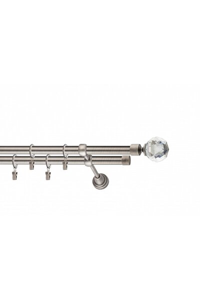 KLEIDECO galerie metal 19 mm ALASKA dubla, piatra gri, 200 cm, capete CORDOVA