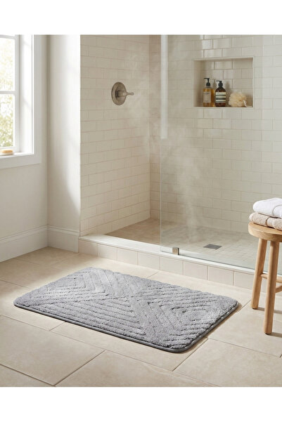 REDTAG Grey Abstract Memory Foam Bath Mat