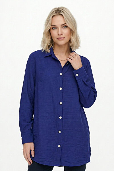 ABAY GİYİM Women's Casual Comfortable Fit Stone Detail Floral Model Buttoned ...