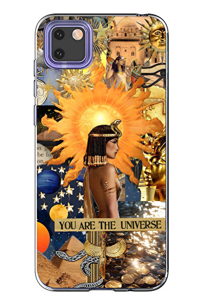 FLAMENKO حافظة هاتف هواوي Y5P متوافقة مع كليوباترا منقوش شفافة