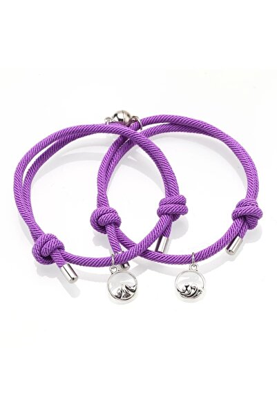 EFAYN.RO Set bratari cuplu cu magnet, tip sfoara, mov, EFAYN 2 buc