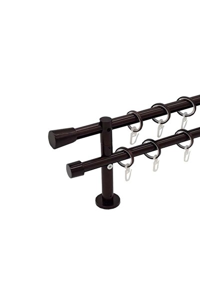 KLEIDECO galerie metal 16 mm GRECIA dubla, ciocolata, 160 cm, capete ATENA