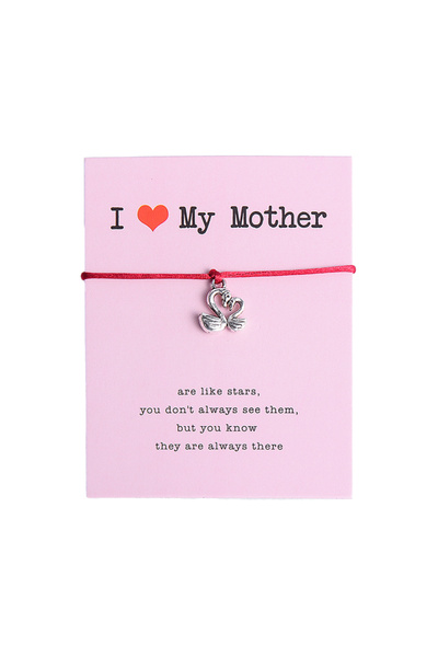 EFAYN.RO Mother's Day bracelet, silver swan pendant, adjustable, made of stri...