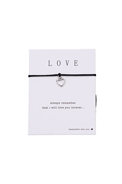 EFAYN.RO Bratara love pandantiv inima argintiu, realizate manual, sfoara neag...