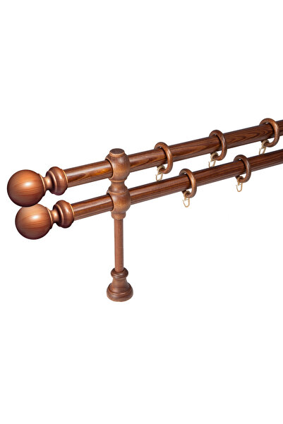 KLEIDECO galerie lemn 28 mm BERGAMO EXCLUSIV, dubla, nuc, 240 cm